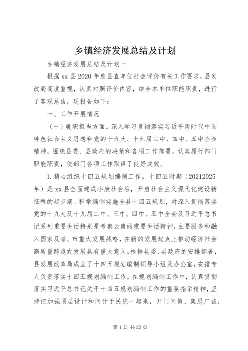 乡镇经济发展总结及计划.docx