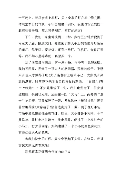 迎元宵赏花灯满分作文600字