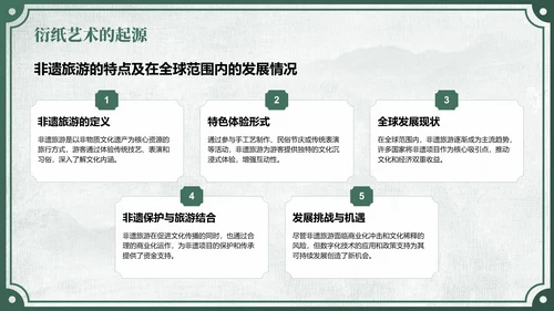 绿色中国风非遗旅游路线策划PPT模板