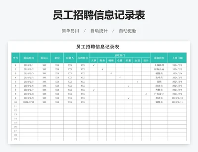 员工招聘信息记录表