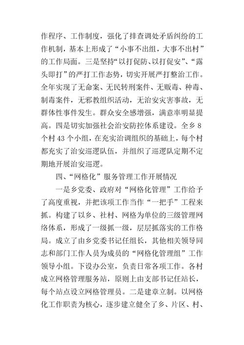 乡镇年度社会治安综合治理网格化的工作总结