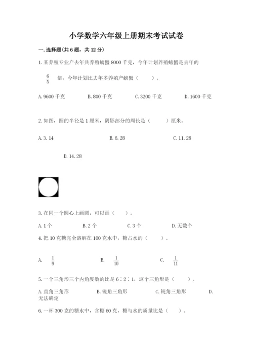 小学数学六年级上册期末考试试卷【突破训练】.docx