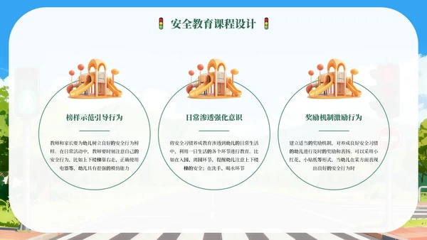 绿色卡通幼儿园安全教育专题培训PPT模板
