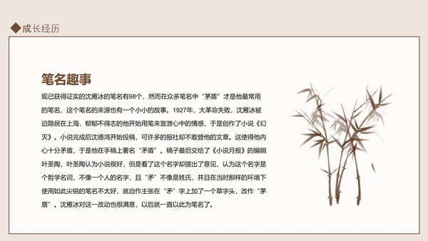知名现代作家茅盾人物介绍PPT课件模板