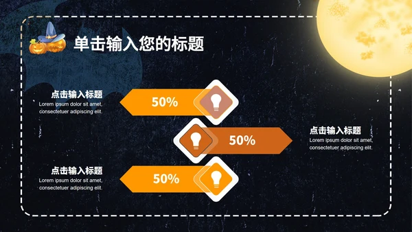 黑色卡通风万圣节主题活动策划PPT模板