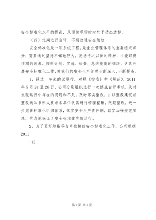 安全标准化达标建设开展情况工作报告.docx