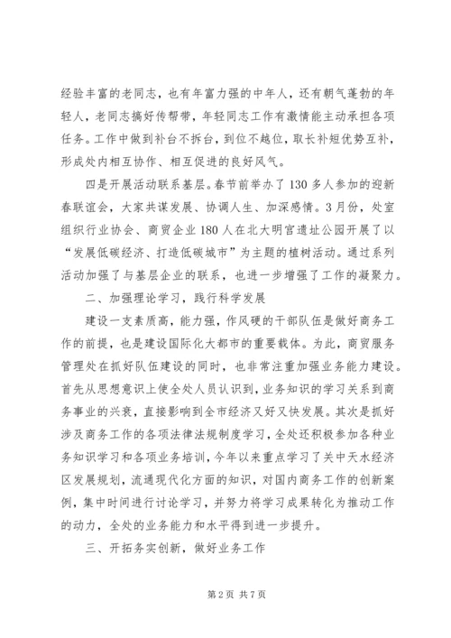 商贸服务管理处创先争优自查报告.docx