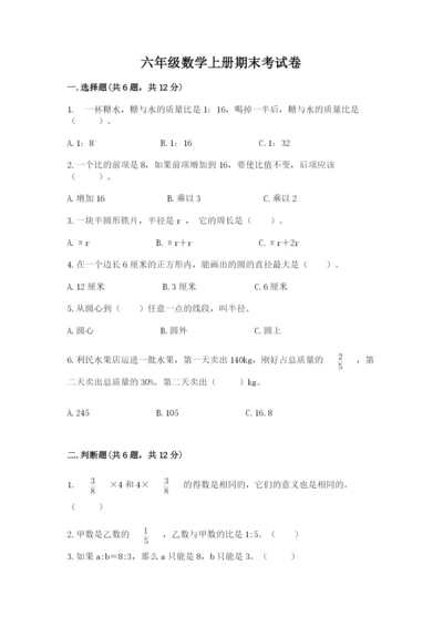 六年级数学上册期末考试卷及完整答案【典优】.docx