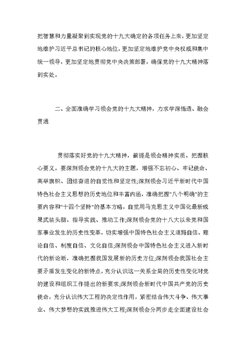 认真学习贯彻党的十九大精神范文