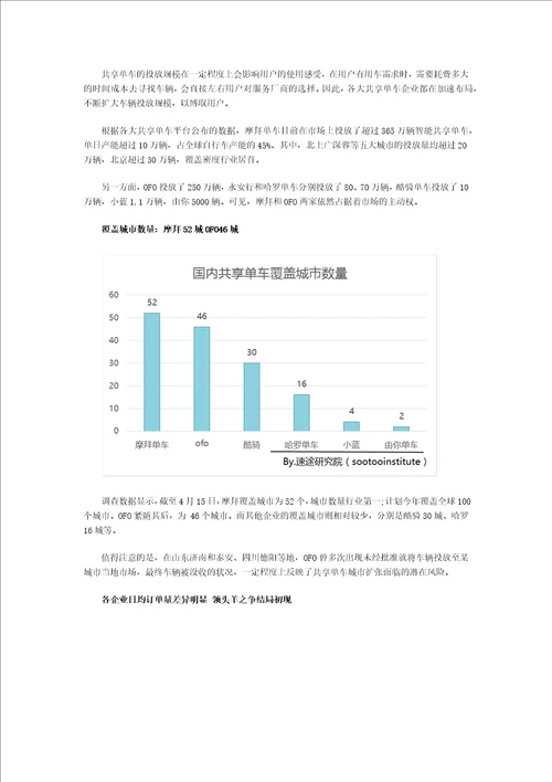 速途研究院：2017年第一季度国内共享单车市场调研报告