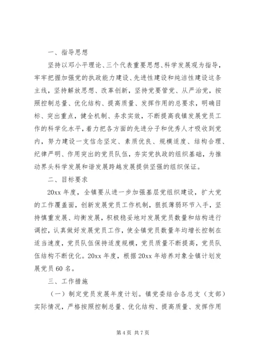 乡镇某年发展党员工作计划.docx