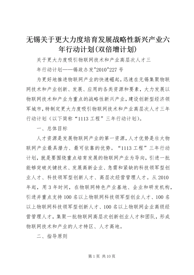 无锡关于更大力度培育发展战略性新兴产业六年行动计划(双倍增计划) (3).docx