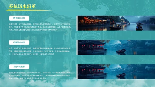 绿色古风那苏杭旅游介绍PPT模板
