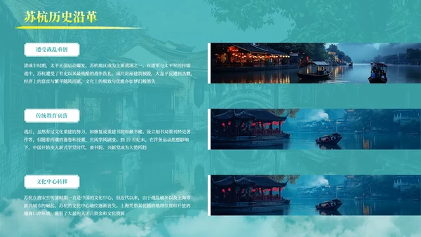 绿色古风那苏杭旅游介绍PPT模板