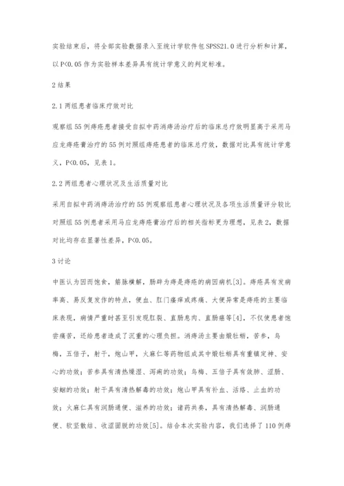 自拟中药消痔汤内服治疗痔疮的临床疗效观察.docx