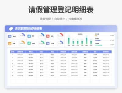 请假管理登记明细表