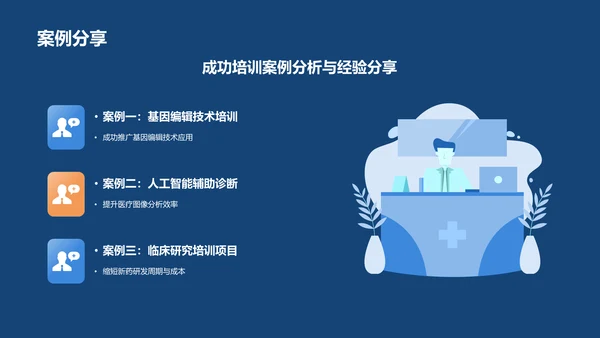 蓝色插画风医疗医学医生汇报PPT模板