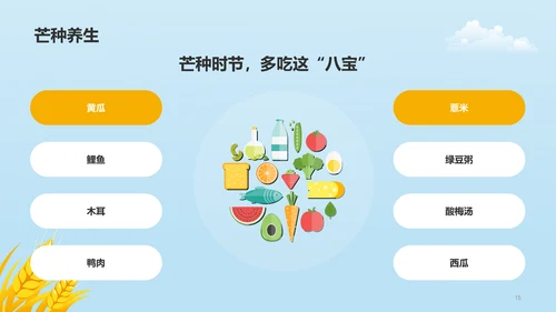 黄色插画二十四节气芒种科普介绍PPT模板