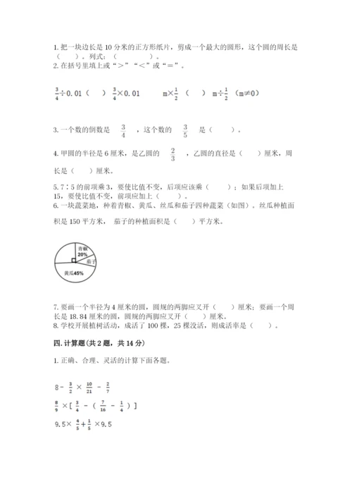 小学六年级上册数学期末测试卷（名校卷）word版.docx