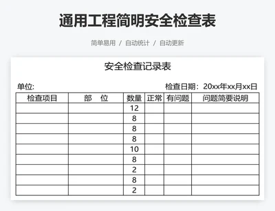 通用工程简明安全检查表