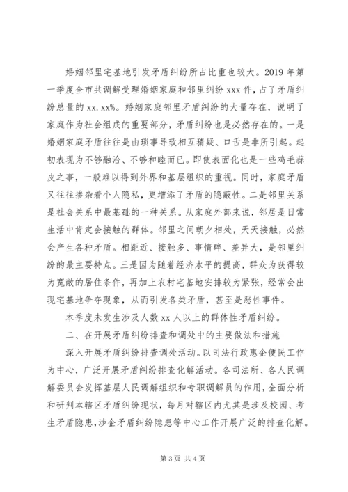全市第X季度矛盾纠纷排查调处情况分析.docx