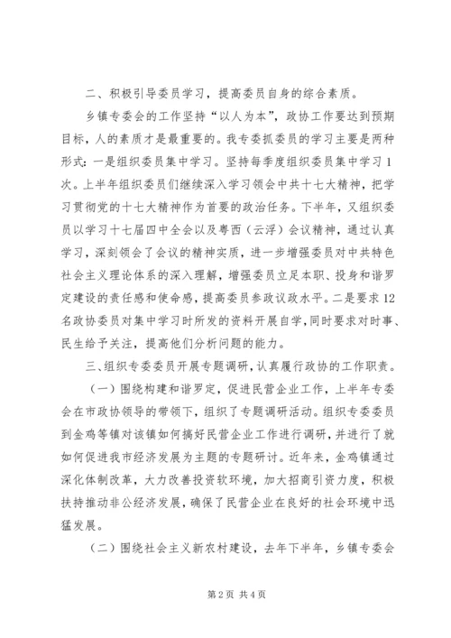 市政协乡镇专委会工作总结和工作计划.docx