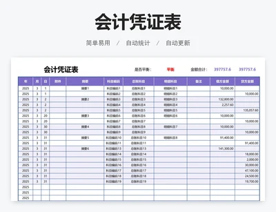 会计凭证表