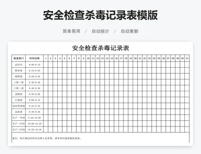 安全检查杀毒记录表模版