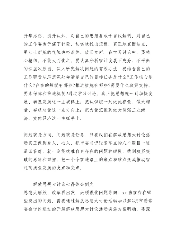 解放思想大讨论心得体会例文.docx