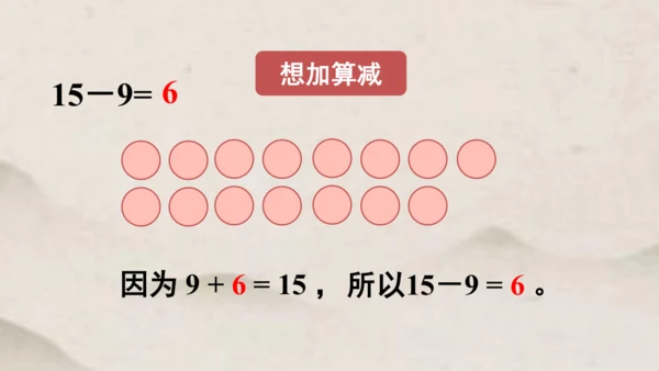 人教版一年级下册第二单元 十几减9课件(共23张PPT)