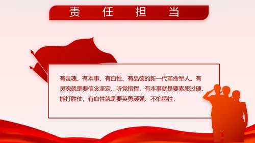 红色大气八一部队军事国防教育动态PPT模板