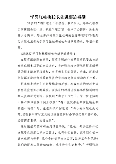 学习张桂梅校长先进事迹感受