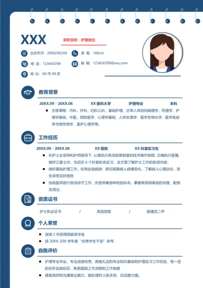 护理专业简历