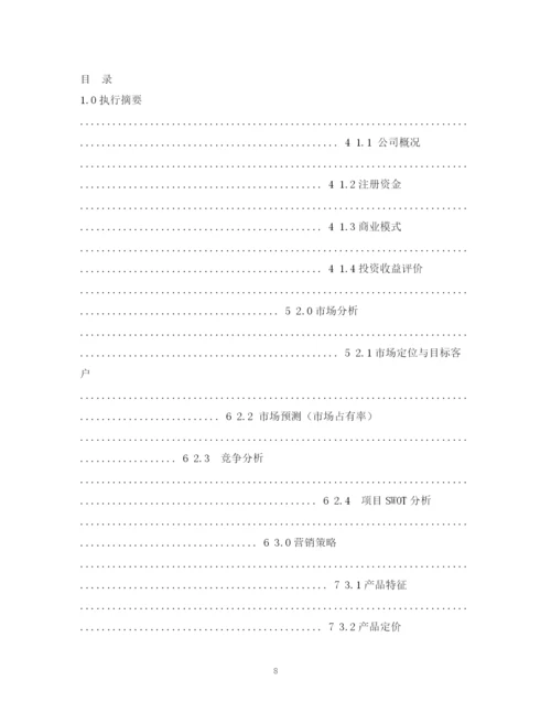 精编之商业计划书模板2.docx