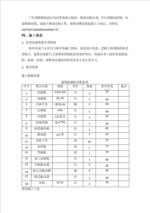 厂区道路沥青混凝土混凝土路面步道砖路缘石施工方案