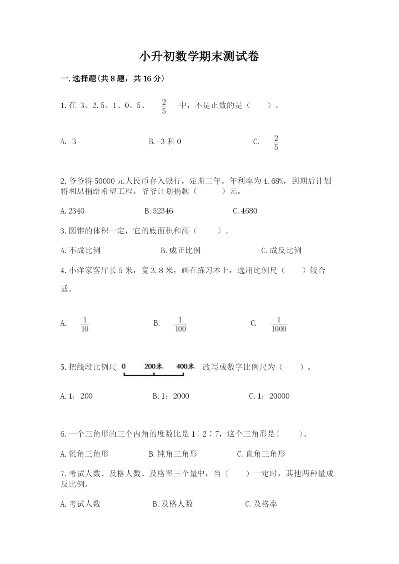 小升初数学期末测试卷【轻巧夺冠】.docx