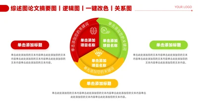 红色简约风3项圆形流程图PPT