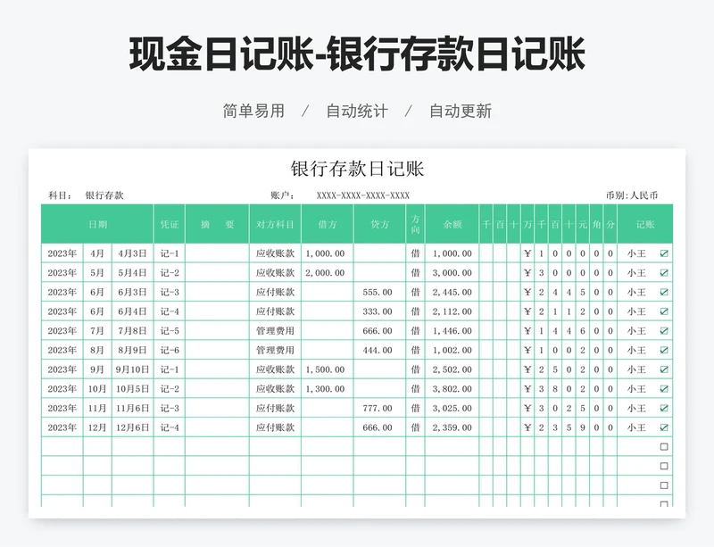 现金日记账-银行存款日记账