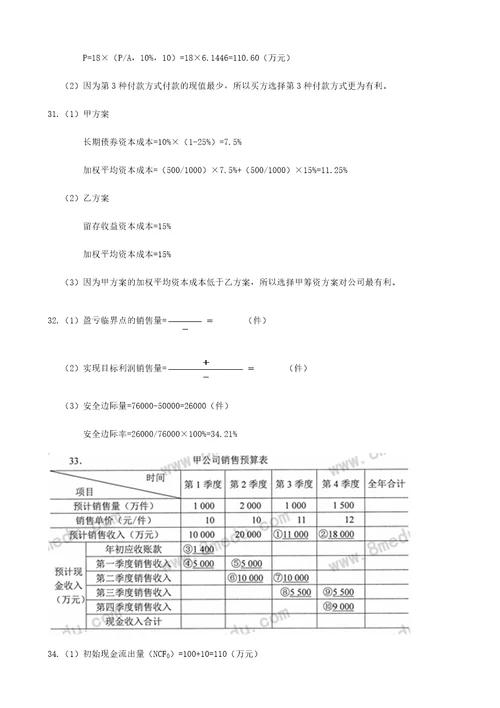 2017年10月财务管理系统学精彩试题和问题详解