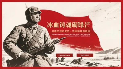 红色复古党政风长津湖战役党史学习PPT模板