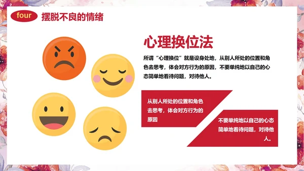 卡通水彩花卉情绪管理主题教育PPT模板