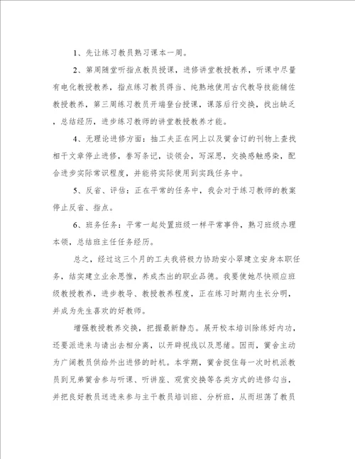 指导教师工作计划书范例