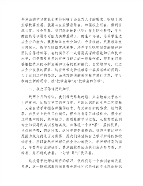 高职院校骨干教师国家级培训总结共5篇