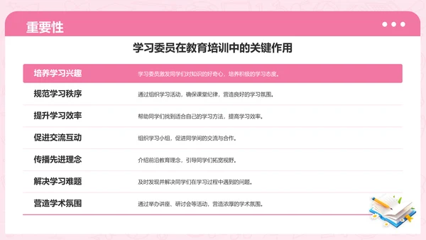 粉色3D风学习委员述职总结PPT模板