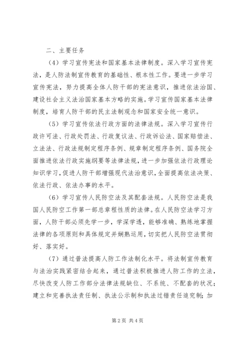 人防法制宣传教育第五个五年规划.docx