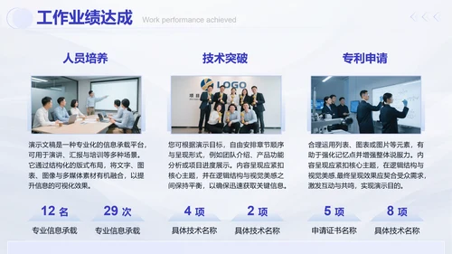 蓝白商务风述职工作汇报通用PPT模板