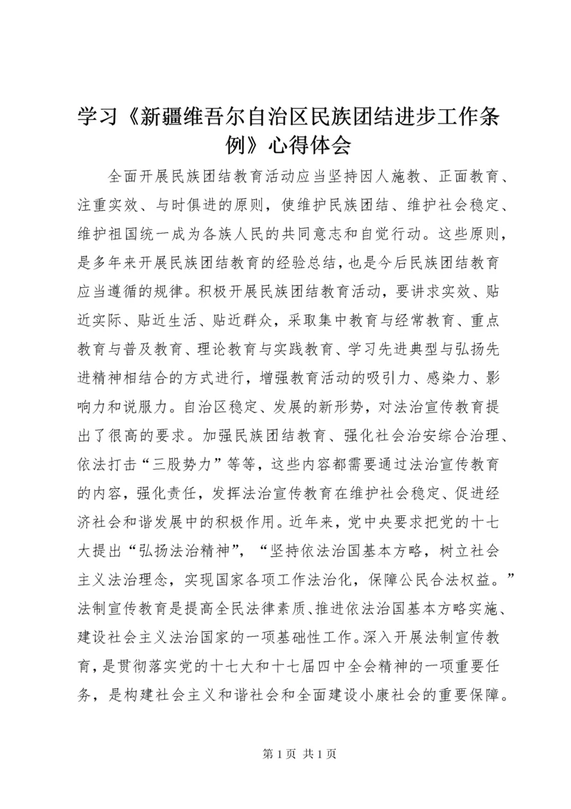 学习《新疆维吾尔自治区民族团结进步工作条例》心得体会.docx