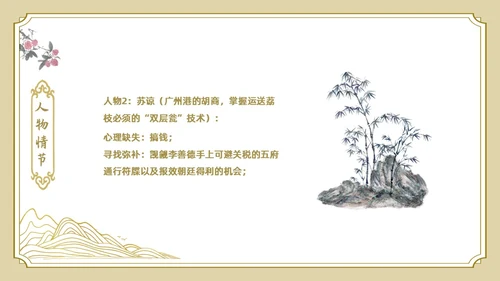 白色金色边框中国风长安的荔枝好书推荐PPT读书分享