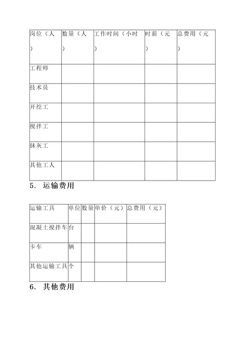 混泥土加工竞标报价单