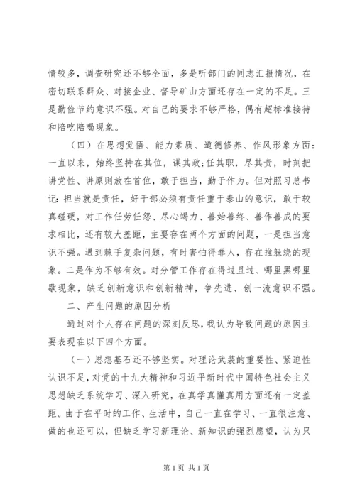 不忘初心牢记使命专题民主生活会个人对照检查材料.docx